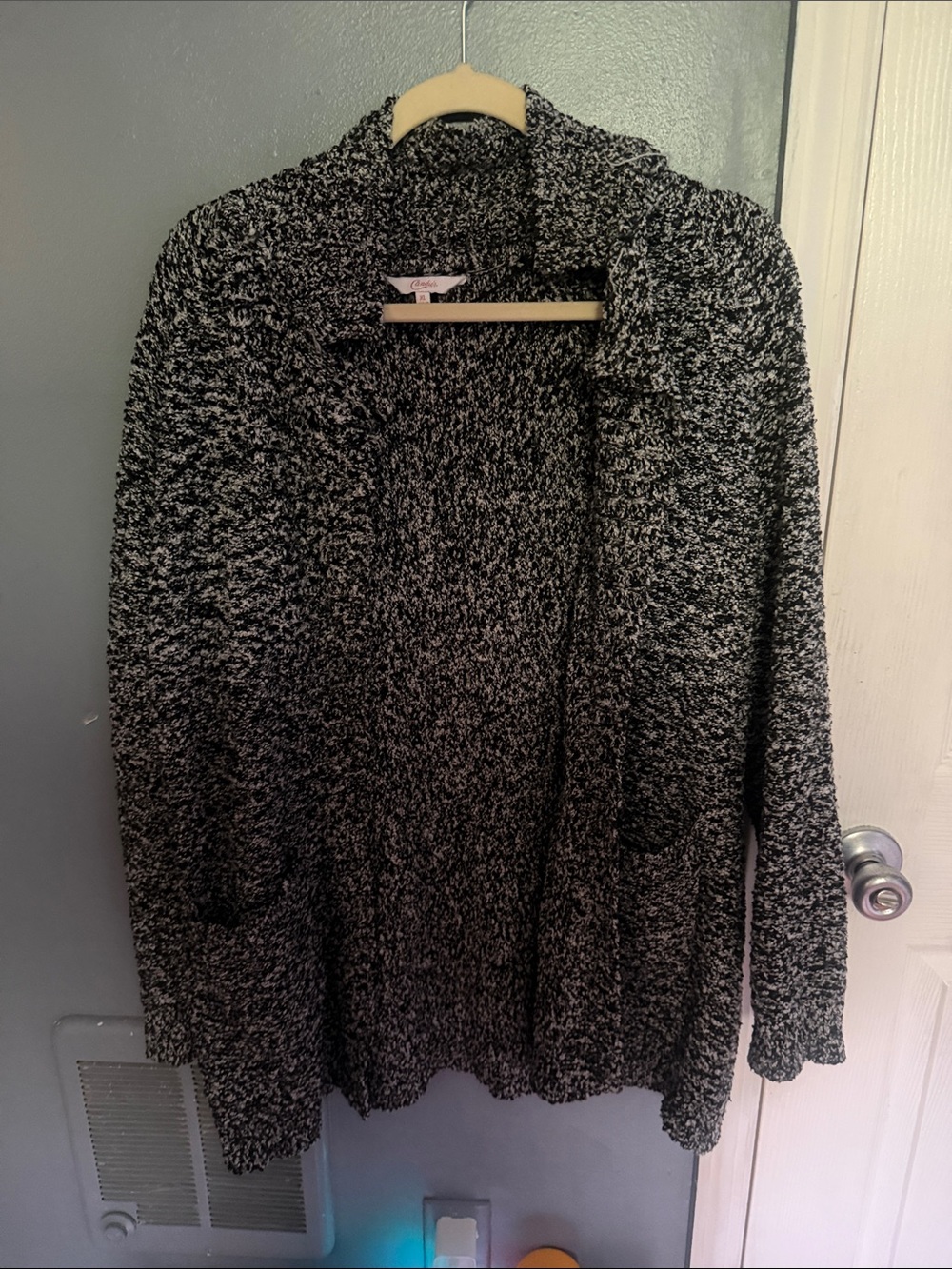 Candie's Black & White Marled Open-Front Cardigan